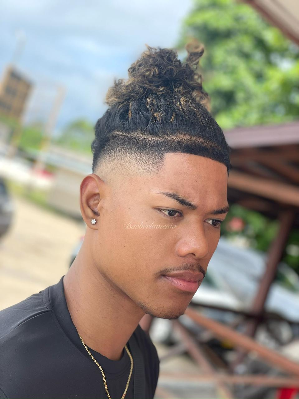 Curly bun fade